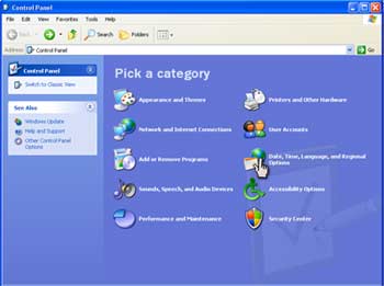 Windows XP Control Panel